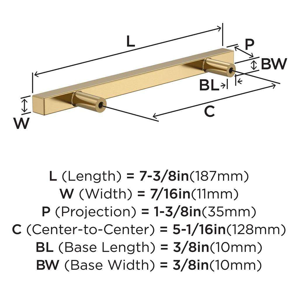 AMEROCK Square Bar Pulls in Champagne Bronze 128mm BP37177CZ Specs