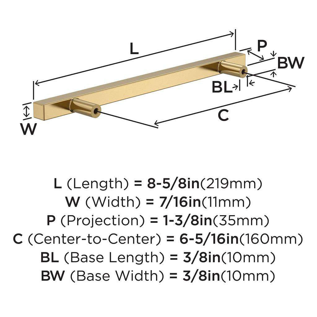 AMEROCK Square Bar Pulls in Champagne Bronze 160mm BP37178CZ Specs