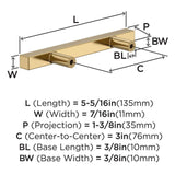 AMEROCK Square Bar Pulls in Champagne Bronze 3" BP37175CZ Specs