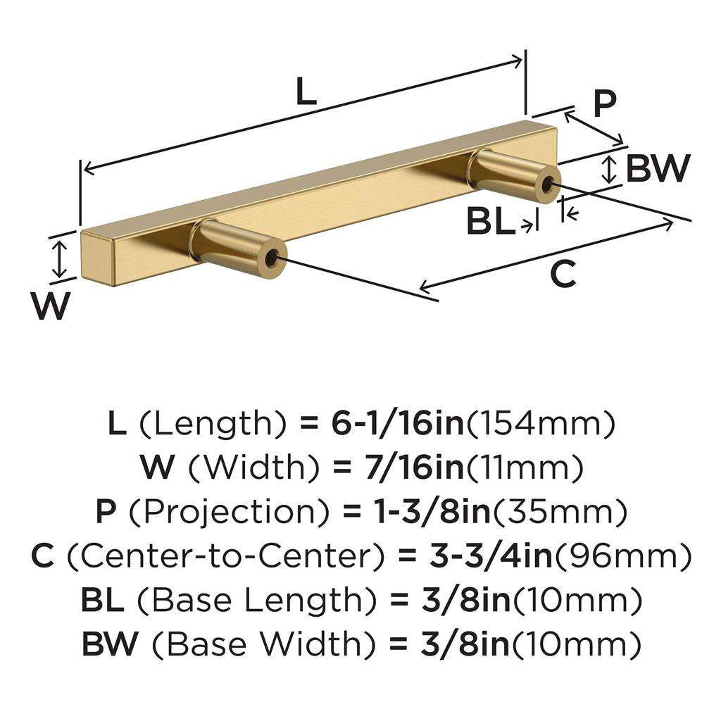 AMEROCK Square Bar Pulls in Champagne Bronze 96mm BP37176CZ Specs