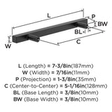 AMEROCK Square Bar Pulls in Matte Black 128mm BP37177MB Specs