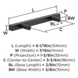 AMEROCK Square Bar Pulls in Matte Black 96mm BP37176MB Specs