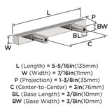 AMEROCK Square Bar Pulls in Polished Chrome 3" BP3717526 Specs