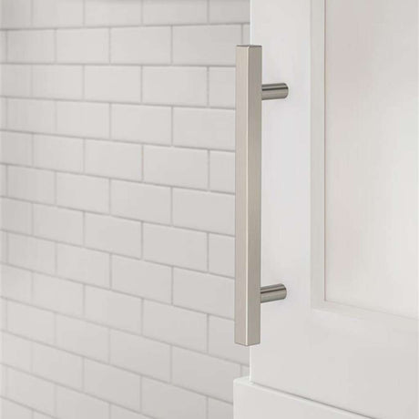 AMEROCK Square Bar Pulls in Satin Nickel 128mm BP37177G10 Mounted