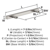 AMEROCK Square Bar Pulls in Satin Nickel 128mm BP37177G10 Specs