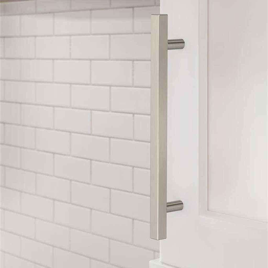 AMEROCK Square Bar Pulls in Satin Nickel 160mm BP37178G10 Mounted