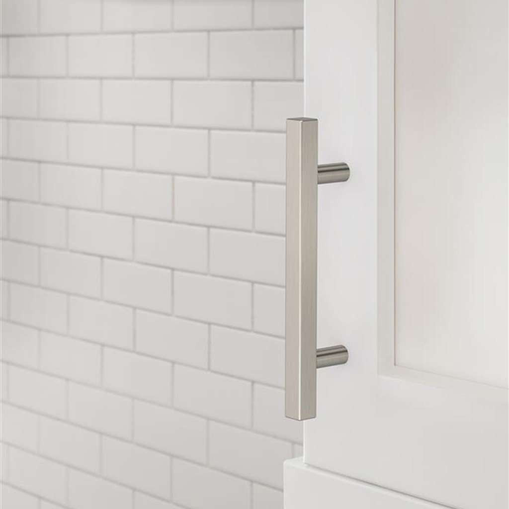 AMEROCK Square Bar Pulls in Satin Nickel 96mm BP37176G10 Mounted