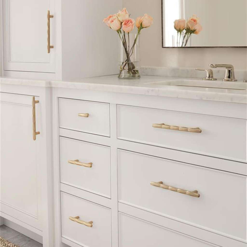 AMEROCK St. Vincent 2-1/2" Length Geometric Bar Knob in Golden Champagne BP36642BBZ on White