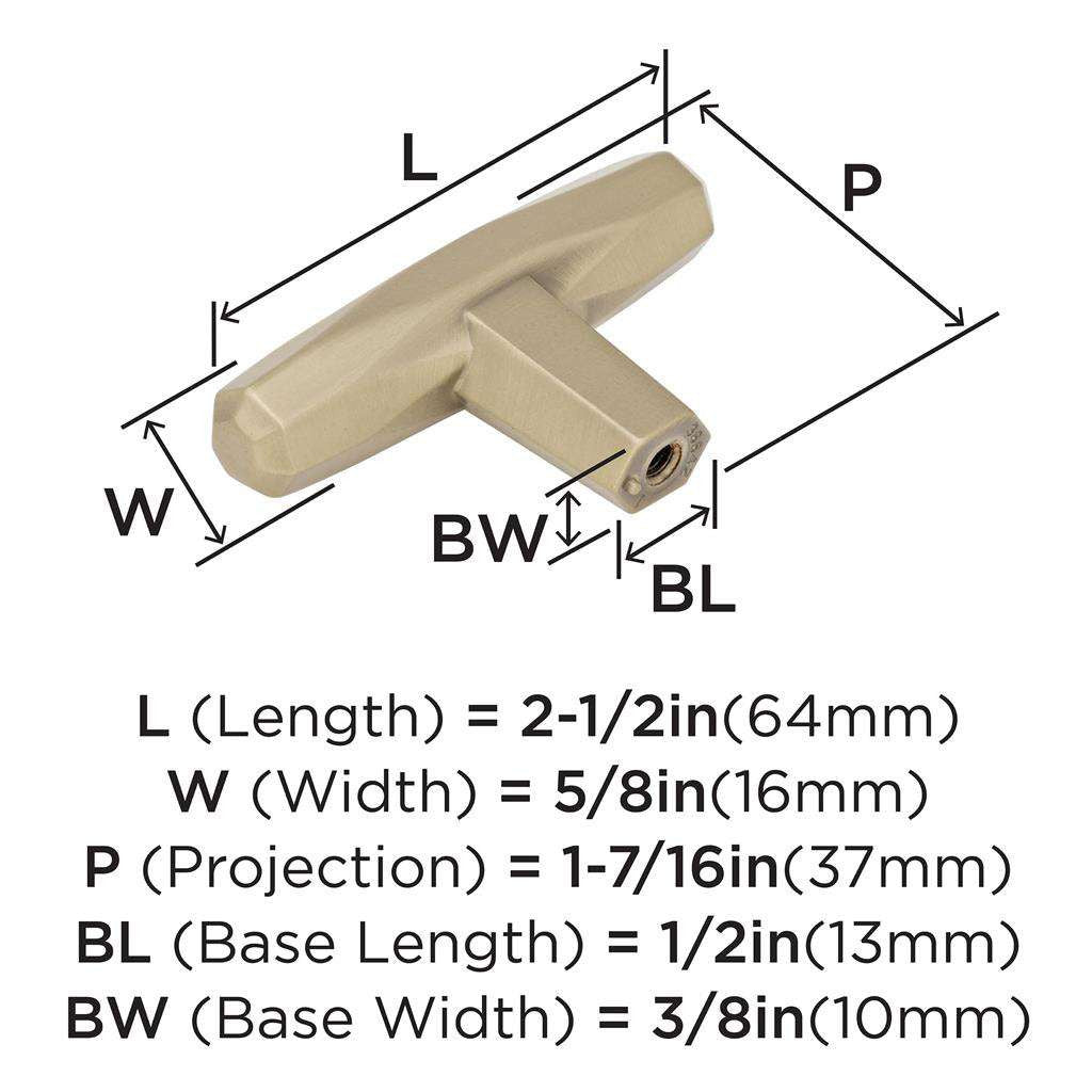 AMEROCK St. Vincent 2-1/2" Length Geometric Bar Knob in Golden Champagne BP36642BBZ Specs
