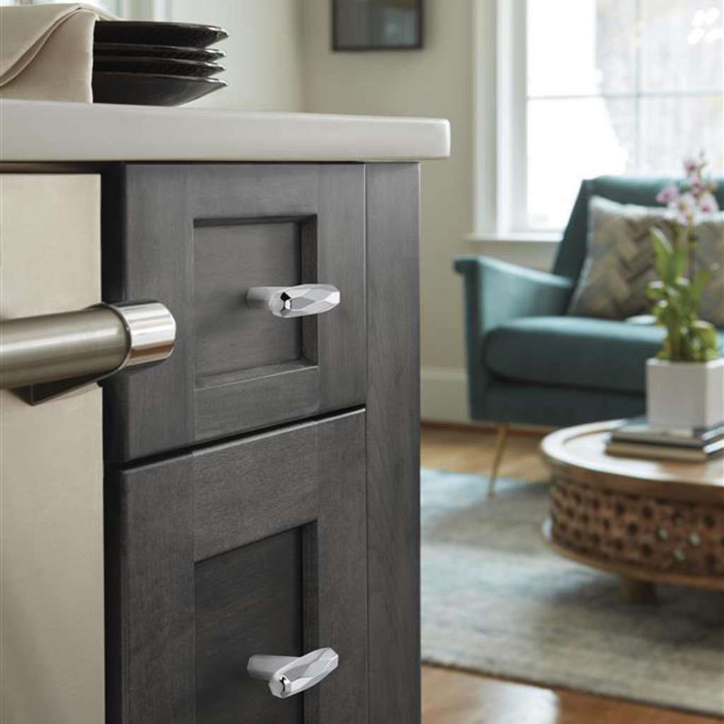 AMEROCK St. Vincent 2-1/2" Length Geometric Bar Knob in Polished Chrome BP3664226 on Gray