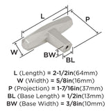 AMEROCK St. Vincent 2-1/2" Length Geometric Bar Knob in Satin Nickel BP36642G10 Specs