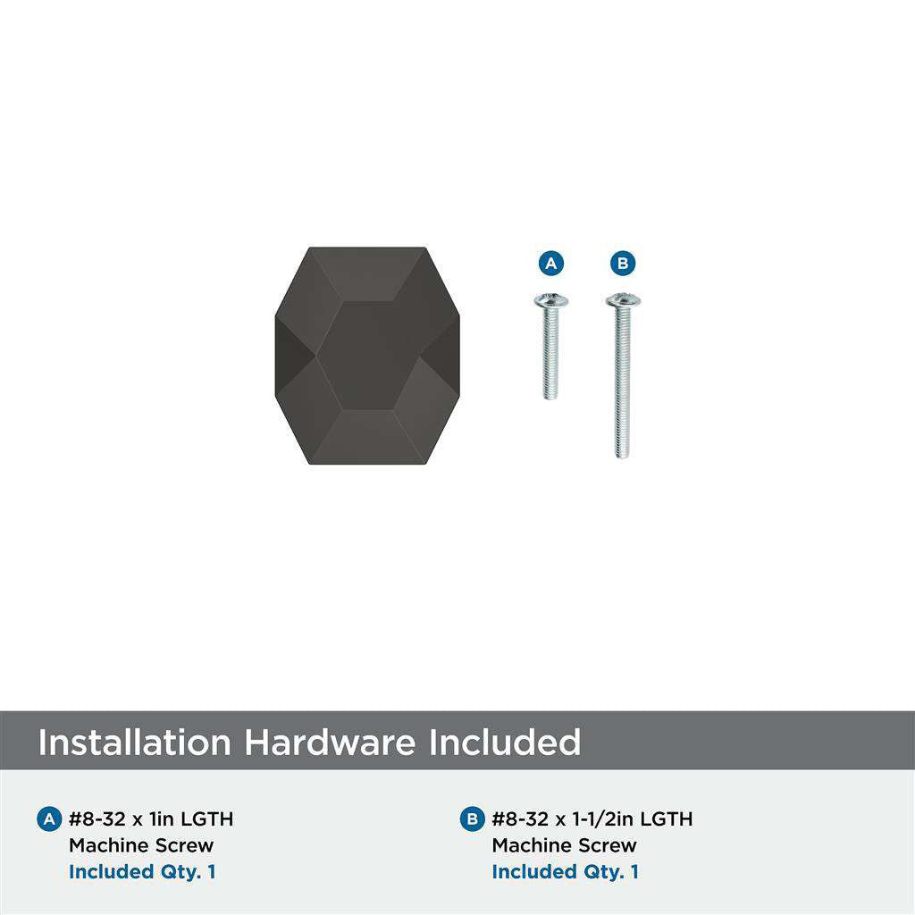 AMEROCK St. Vincent 1-5/8" Length Geometric Cabinet Knob in Black Bronze BP36641BBR Installation Hardware