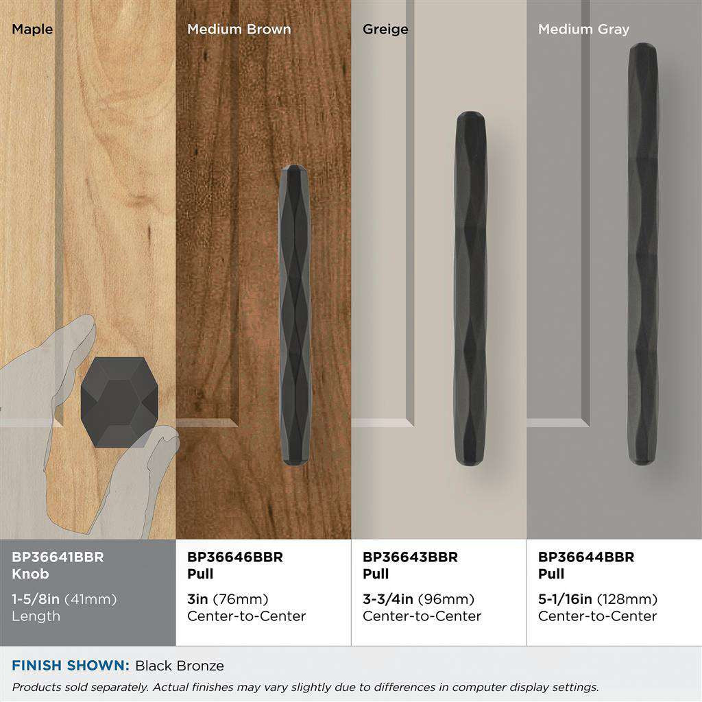 AMEROCK St. Vincent 1-5/8" Length Geometric Cabinet Knob in Black Bronze BP36641BBR on Finishes