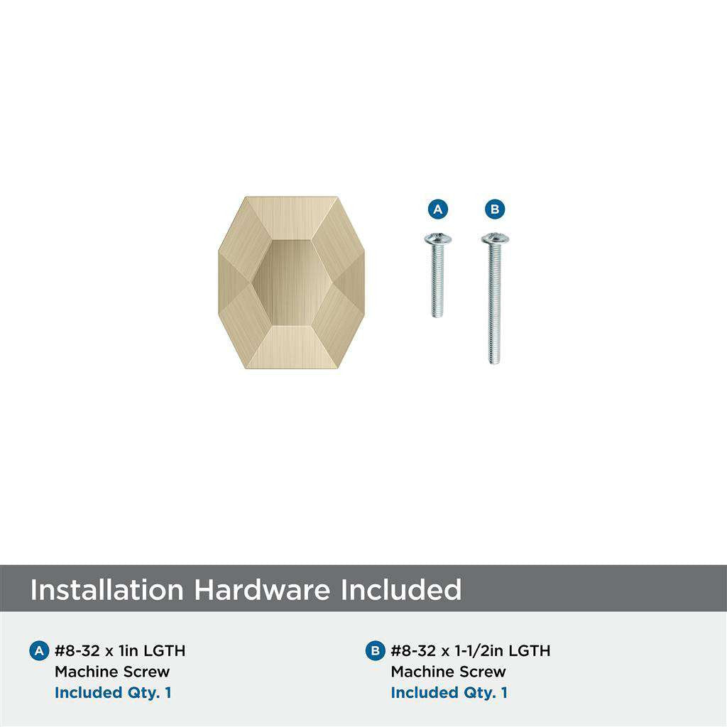 AMEROCK St. Vincent 1-5/8" Length Geometric Cabinet Knob in Golden Champagne BP36641BBZ Installation Hardware