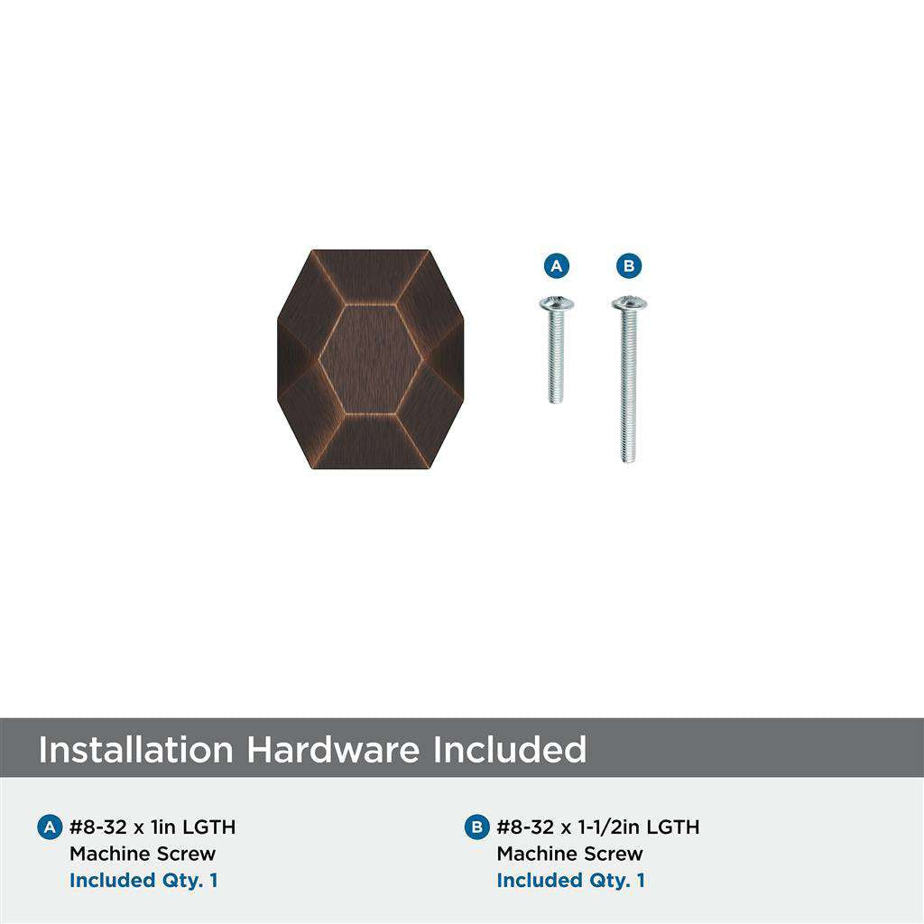 AMEROCK St. Vincent 1-5/8" Length Geometric Cabinet Knob in Oil Rubbed Bronze BP36641ORB Installation Hardware