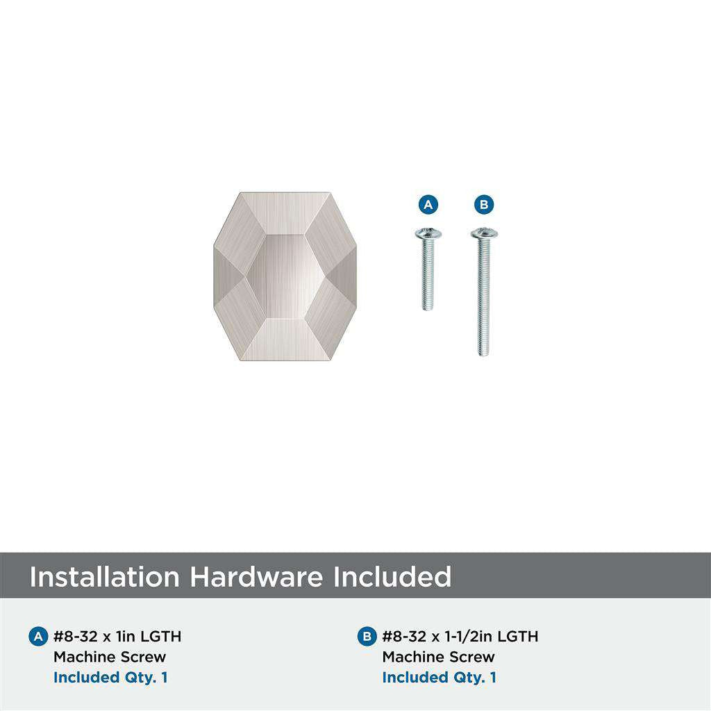 AMEROCK St. Vincent 1-5/8" Length Geometric Cabinet Knob in Satin Nickel BP36641G10 Installation Hardware