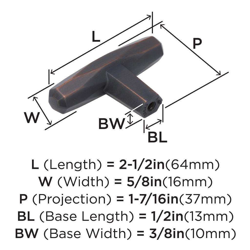 AMEROCK St. Vincent 2-1/2" Length Geometric Bar Knob in Oil Rubbed Bronze BP36642ORB Specs