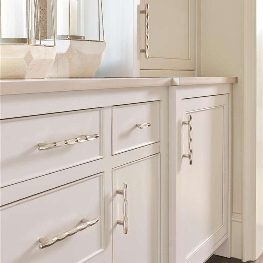 AMEROCK St. Vincent 2-1/2" Length Geometric Bar Knob in Polished Nickel BP36642PN on White