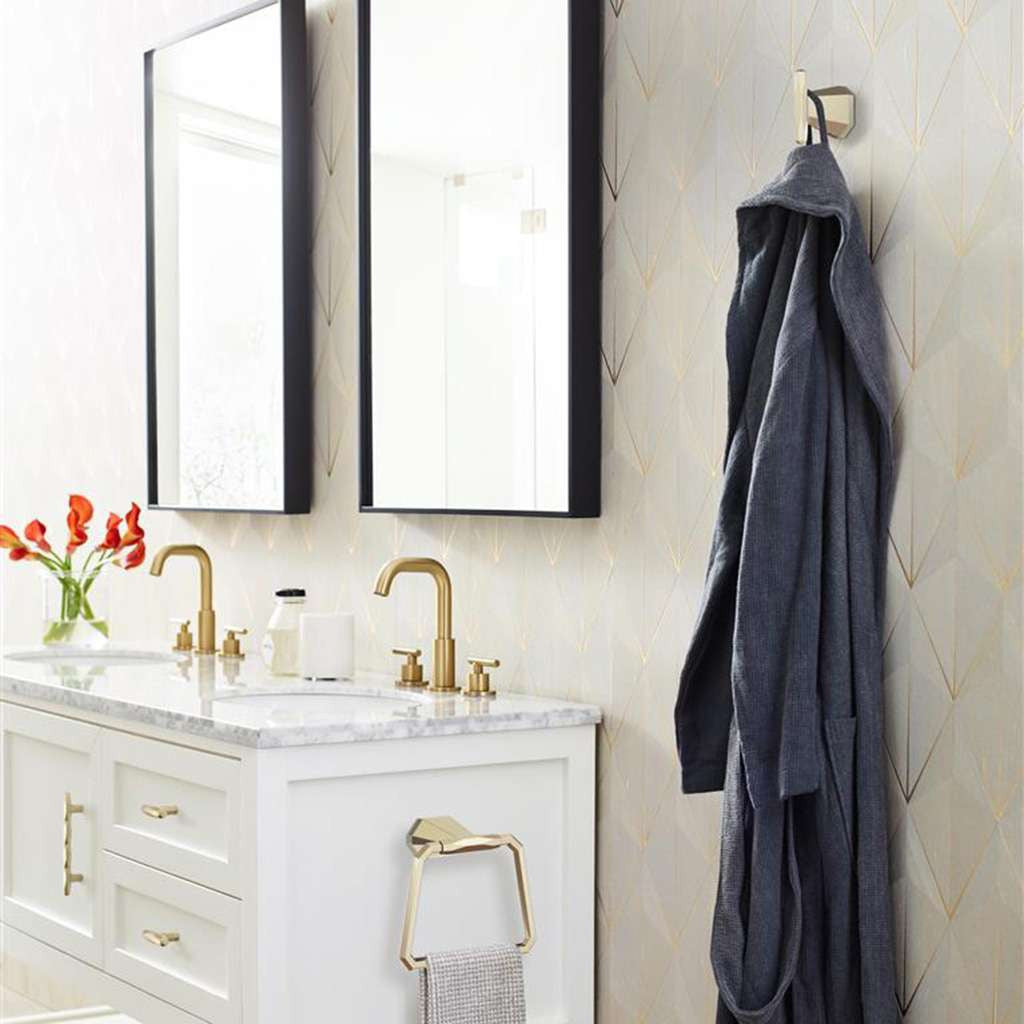 AMEROCK St. Vincent 6-3/4" Long Hanging Towel Ring in Golden Champagne BH36042BBZ in Bathroom
