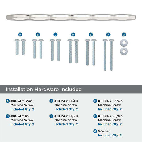 AMEROCK St. Vincent Appliance Pulls in Polished Nickel 12" BP55502PN Installation Hardware
