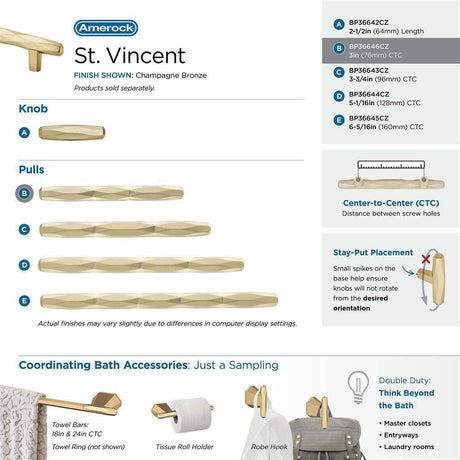 AMEROCK St. Vincent Geometric Bar Pulls in Champagne Bronze 3" BP36646CZ Collection