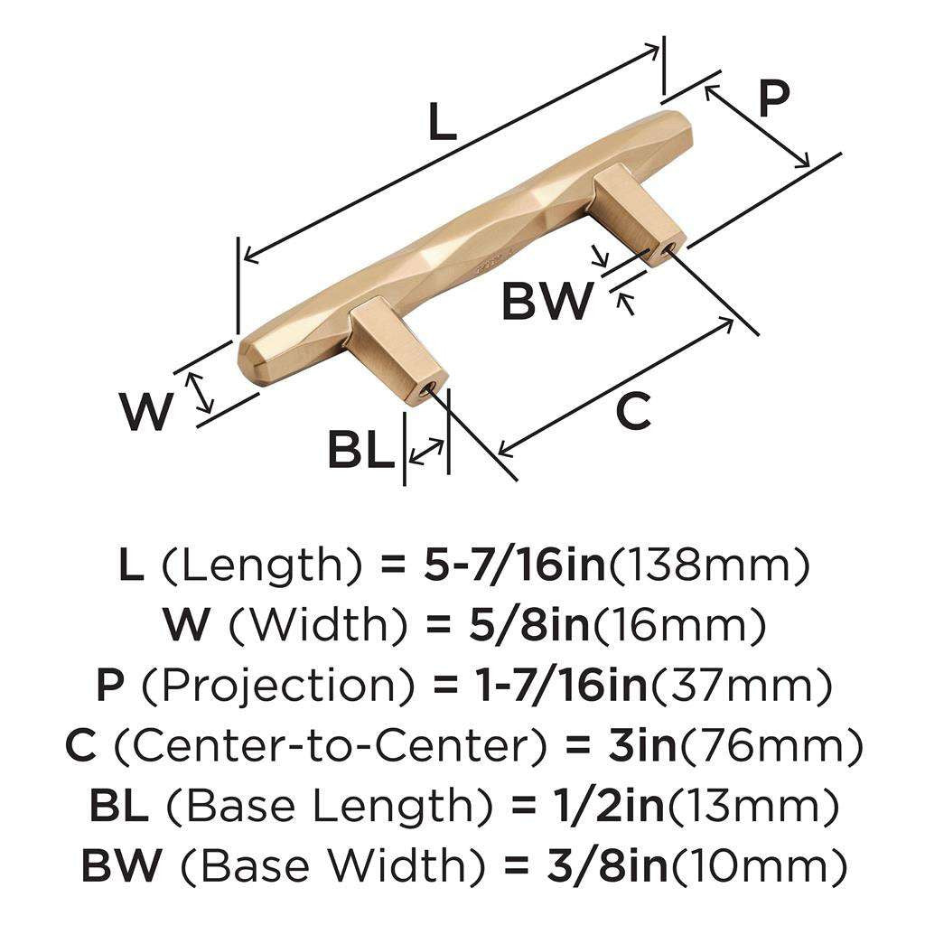 AMEROCK St. Vincent Geometric Bar Pulls in Champagne Bronze 3" BP36646CZ Specs