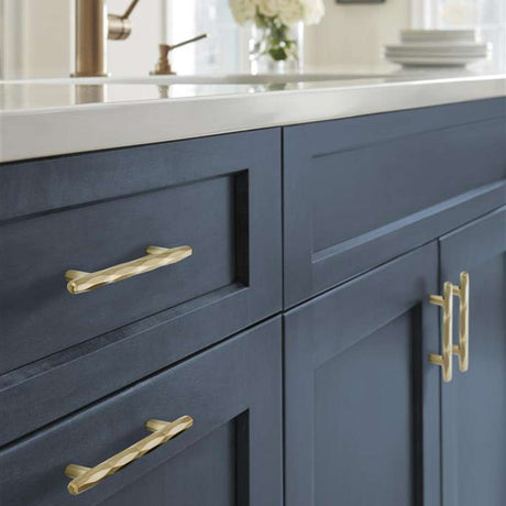 AMEROCK St. Vincent Geometric Bar Pulls in Champagne Bronze 96mm BP36643CZ on Blue