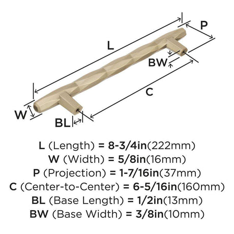 AMEROCK St. Vincent Geometric Bar Pulls in Golden Champagne 160mm BP36645BBZ Specs