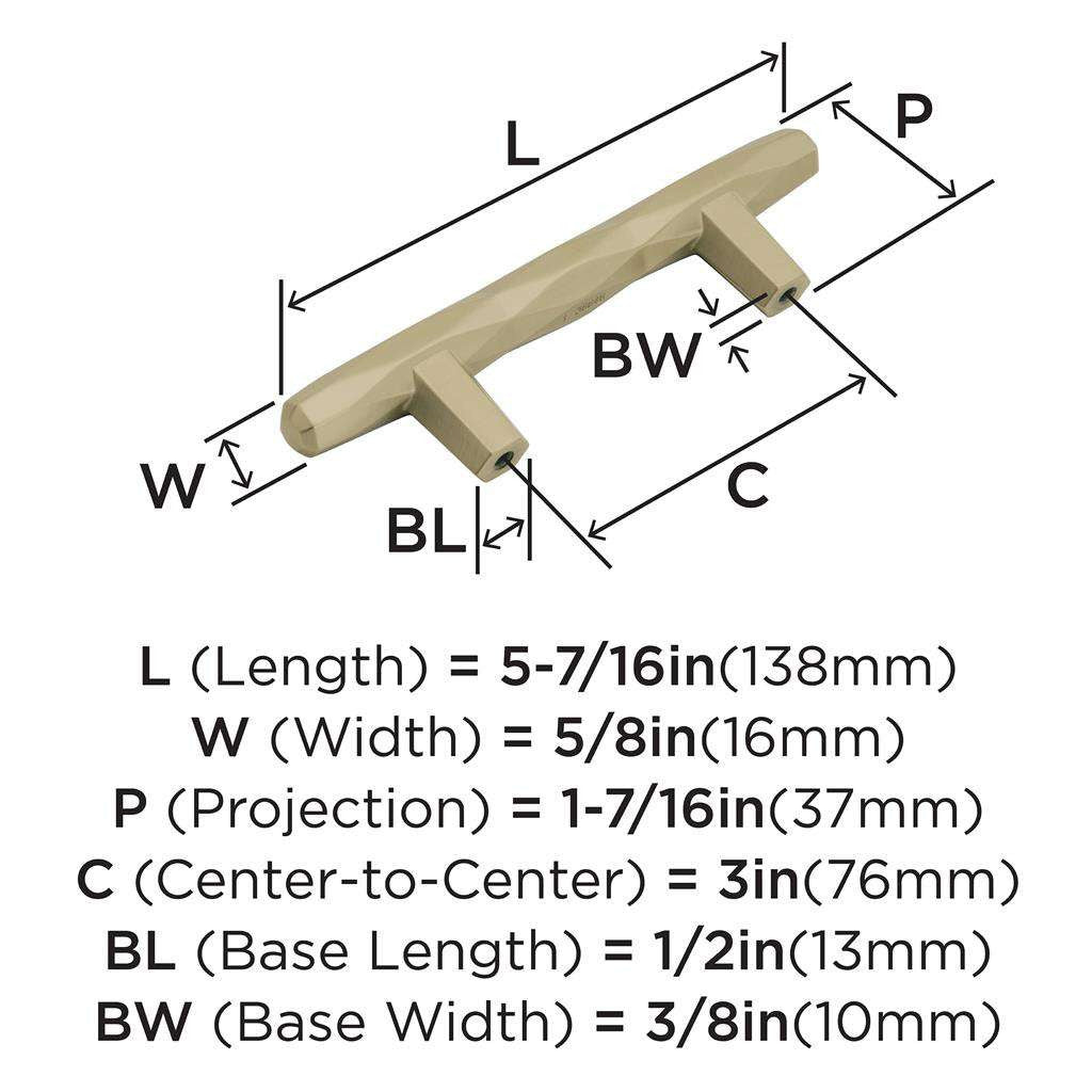 AMEROCK St. Vincent Geometric Bar Pulls in Golden Champagne 3" BP36646BBZ Specs