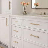 AMEROCK St. Vincent Geometric Bar Pulls in Golden Champagne 96mm BP36643BBZ Mounted