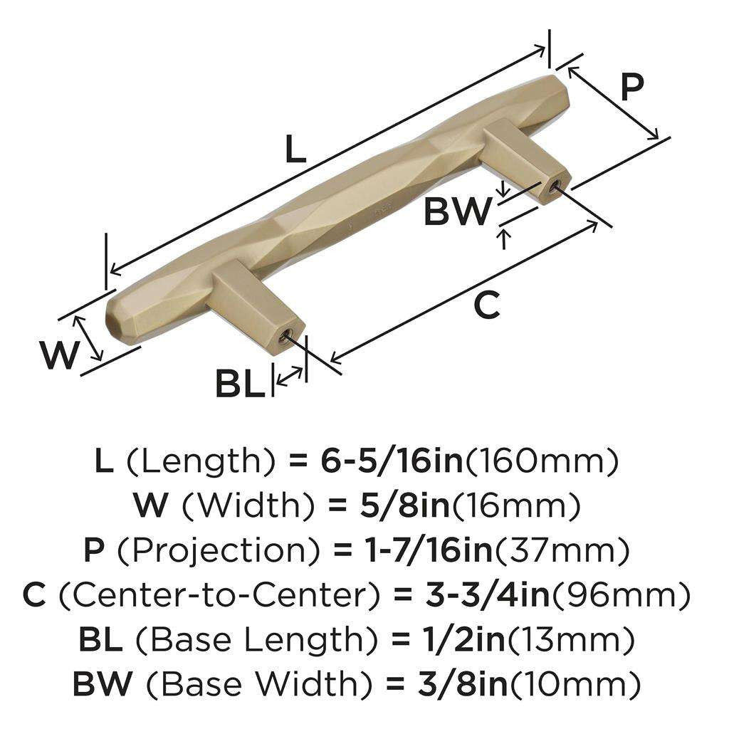 AMEROCK St. Vincent Geometric Bar Pulls in Golden Champagne 96mm BP36643BBZ Specs