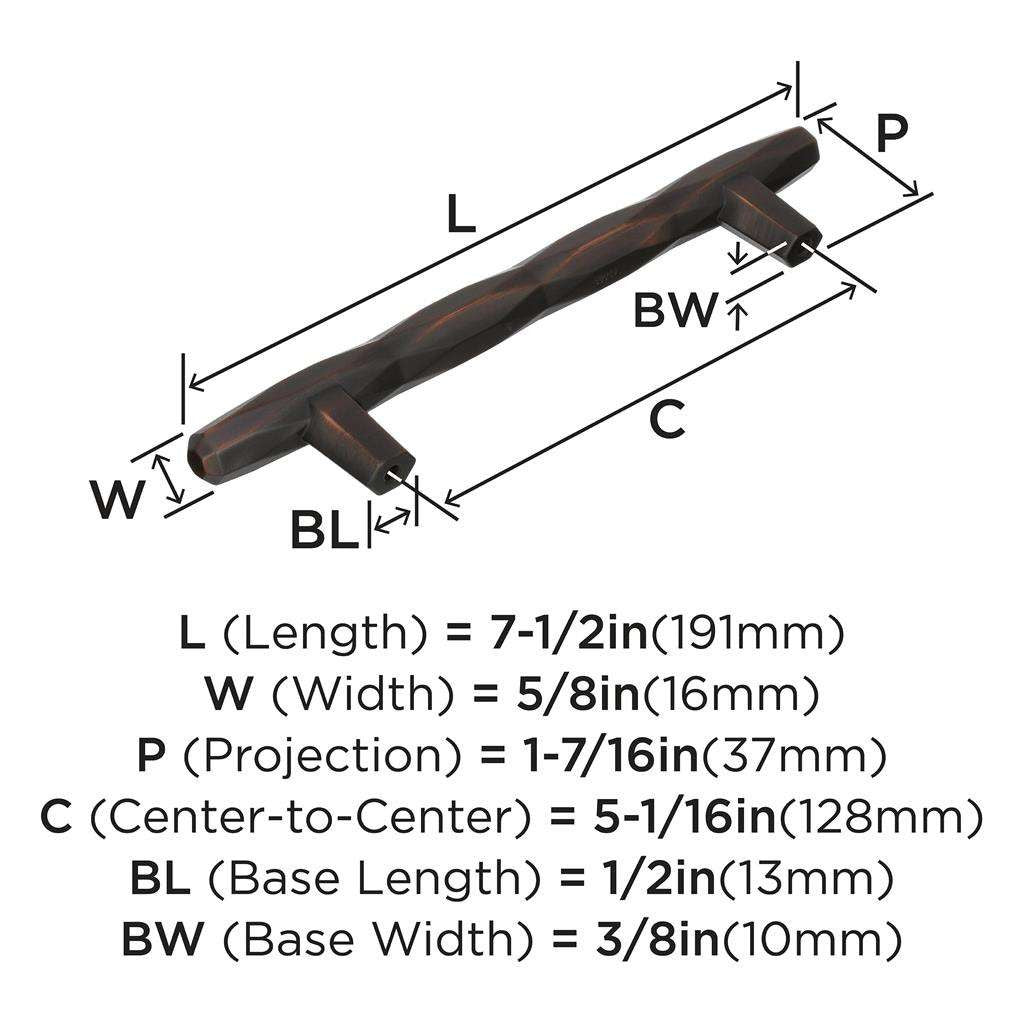 AMEROCK St. Vincent Geometric Bar Pulls in Oil Rubbed Bronze 128mm BP36644ORB Specs