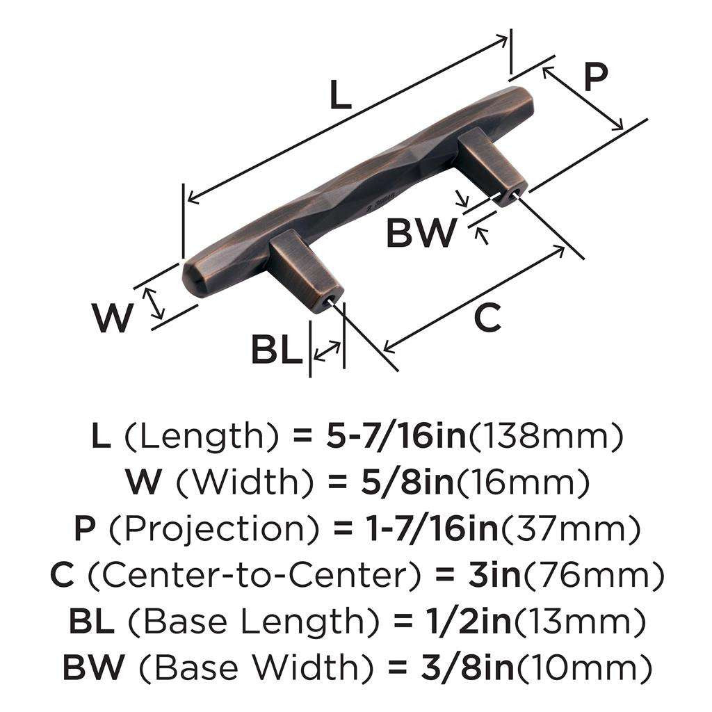 AMEROCK St. Vincent Geometric Bar Pulls in Oil Rubbed Bronze 3" BP36646ORB Specs