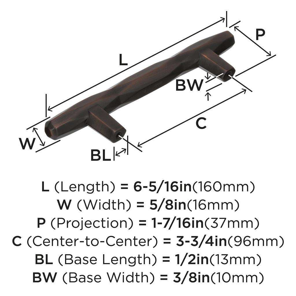 AMEROCK St. Vincent Geometric Bar Pulls in Oil Rubbed Bronze 96mm BP36643ORB Specs