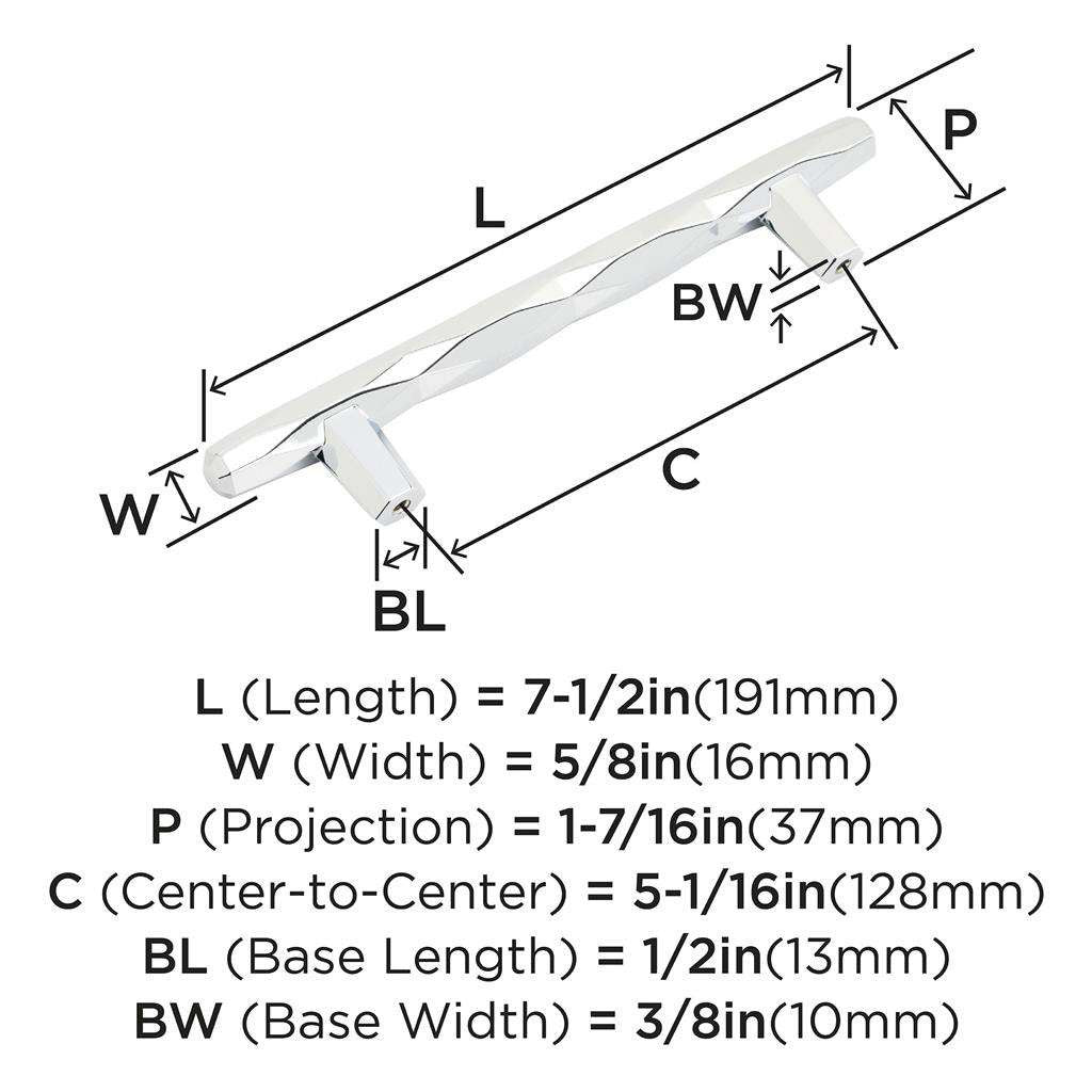 AMEROCK St. Vincent Geometric Bar Pulls in Polished Chrome 128mm BP3664426 Specs