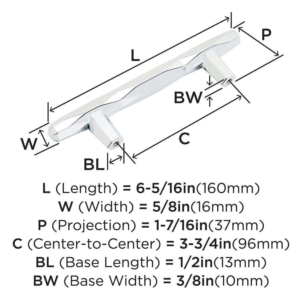 AMEROCK St. Vincent Geometric Bar Pulls in Polished Chrome 96mm BP3664326 Specs
