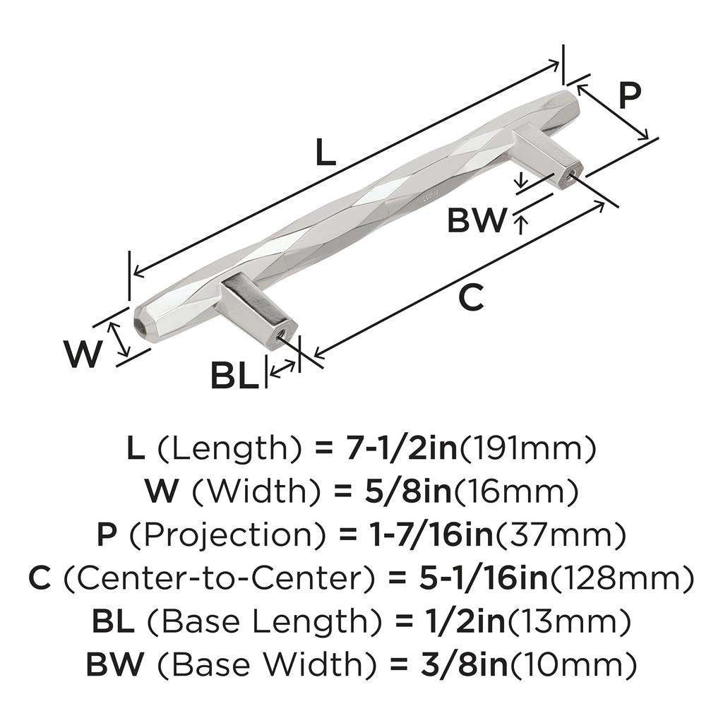 AMEROCK St. Vincent Geometric Bar Pulls in Polished Nickel 128mm BP36644PN Specs