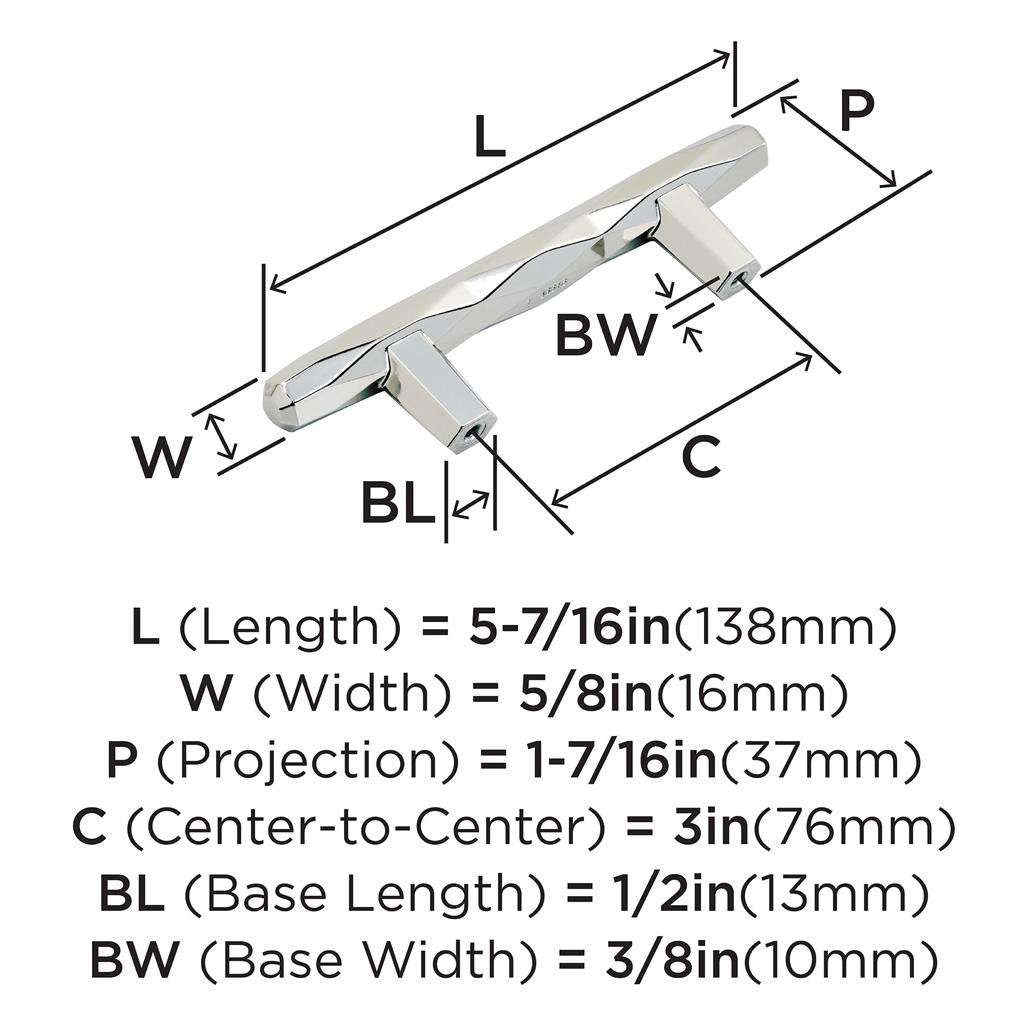 AMEROCK St. Vincent Geometric Bar Pulls in Polished Nickel 3" BP36646PN Specs