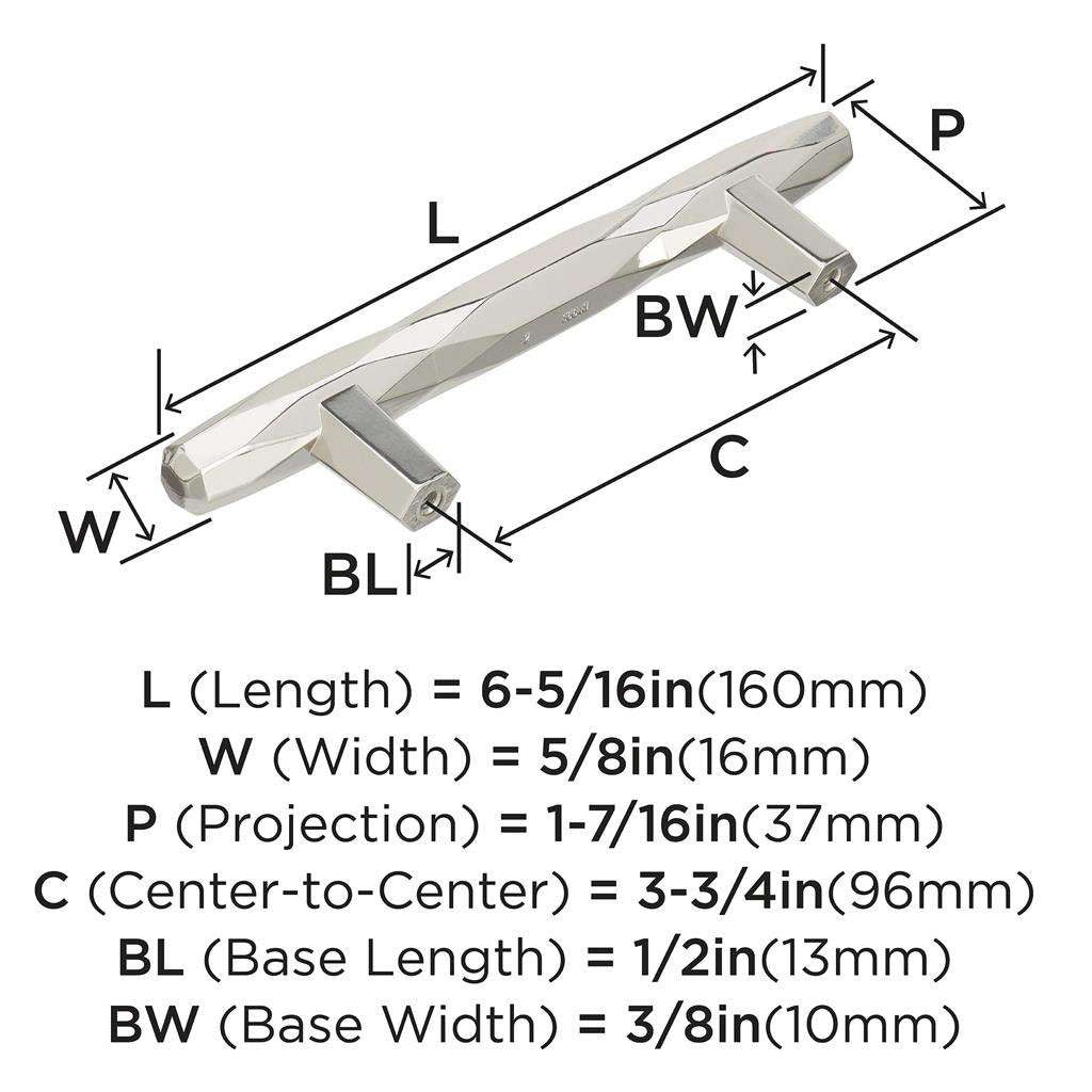AMEROCK St. Vincent Geometric Bar Pulls in Polished Nickel 96mm BP36643PN Specs