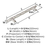 AMEROCK St. Vincent Geometric Bar Pulls in Satin Nickel 160mm BP36645G10 Specs