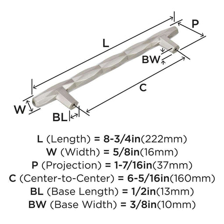 AMEROCK St. Vincent Geometric Bar Pulls in Satin Nickel 160mm BP36645G10 Specs