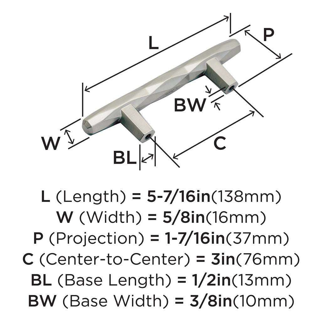 AMEROCK St. Vincent Geometric Bar Pulls in Satin Nickel 3" BP36646G10 Specs