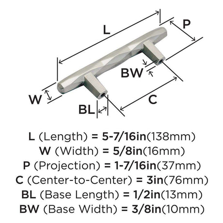 AMEROCK St. Vincent Geometric Bar Pulls in Satin Nickel 3" BP36646G10 Specs