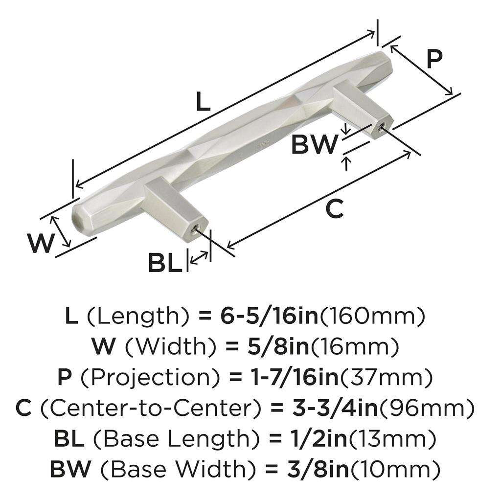 AMEROCK St. Vincent Geometric Bar Pulls in Satin Nickel 96mm BP36643G10 Specs