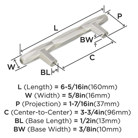 AMEROCK St. Vincent Geometric Bar Pulls in Satin Nickel 96mm BP36643G10 Specs
