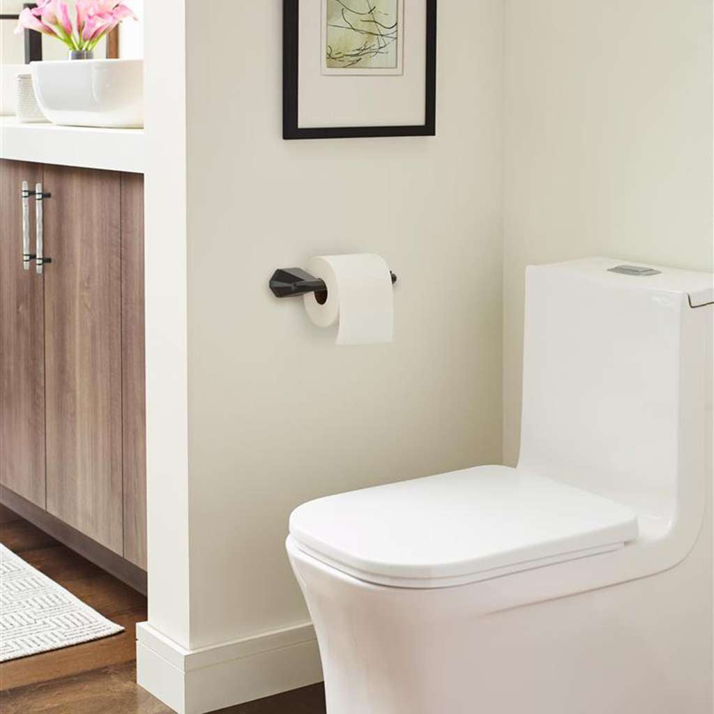 AMEROCK St. Vincent Single Post Toilet Paper Holder in Matte Black BH36041MB in Bathroom