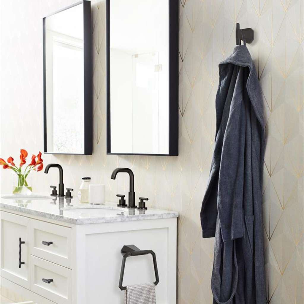 AMEROCK St. Vincent Single Robe Hook in Matte Black BH36040MB in Bathroom