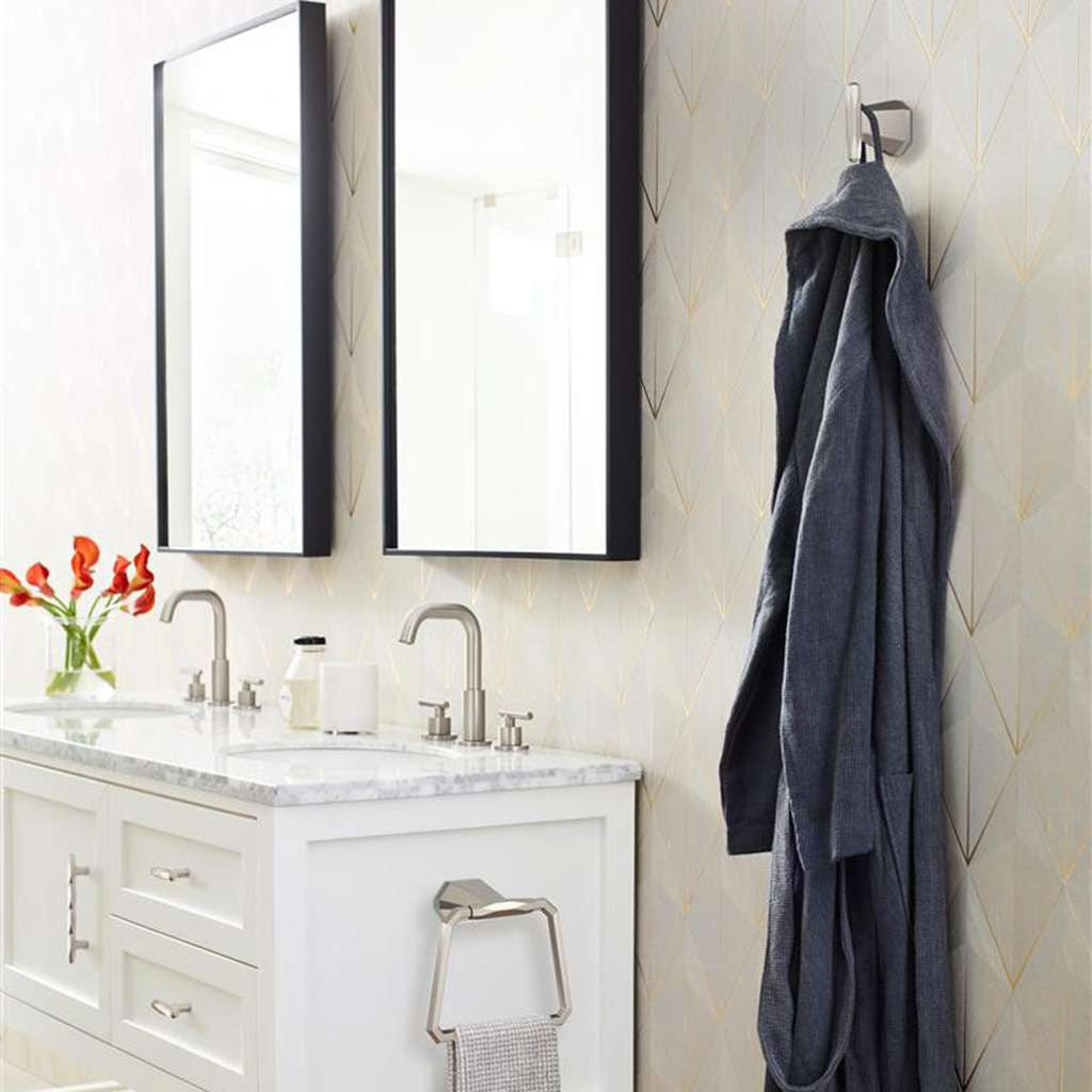 AMEROCK St. Vincent Single Robe Hook in Satin Nickel BH36040G10 in Bathroom