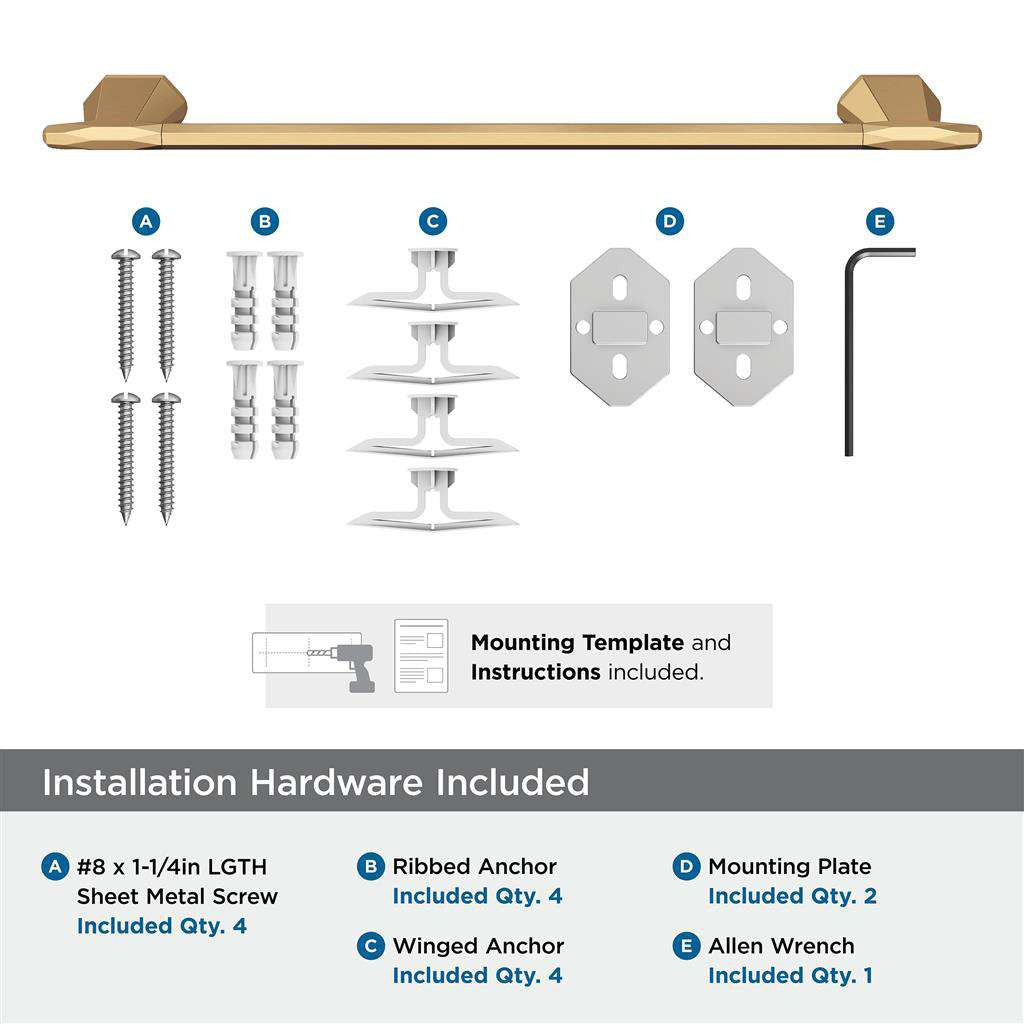 AMEROCK St. Vincent Towel Bar in Champagne Bronze 18" BH36043CZ Installation Hardware