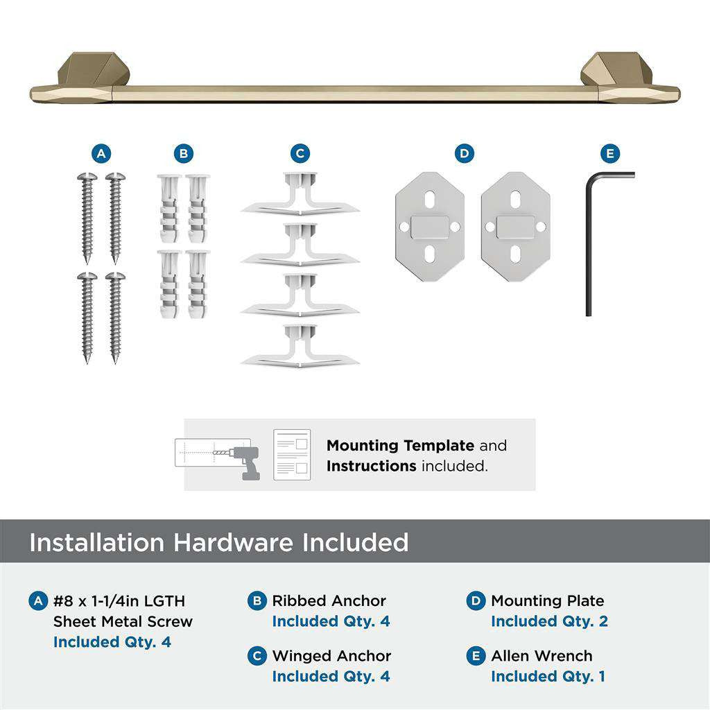 AMEROCK St. Vincent Towel Bar in Golden Champagne 18" BH36043BBZ Installation Hardware